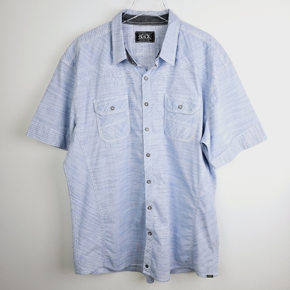 Buckle Black Athletic Fit Light Blue Short Sleeve Button Front Men's Shirt XXL - Picture 1 of 10